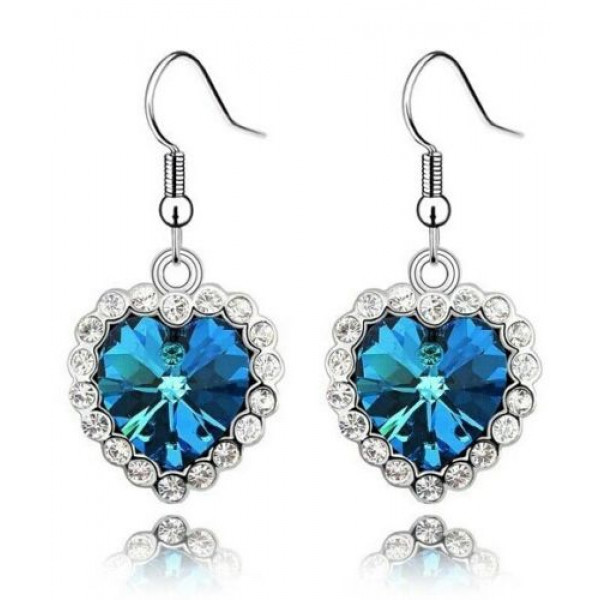 #1219 Blue Love Ocean Star Heart Shaped Earrings