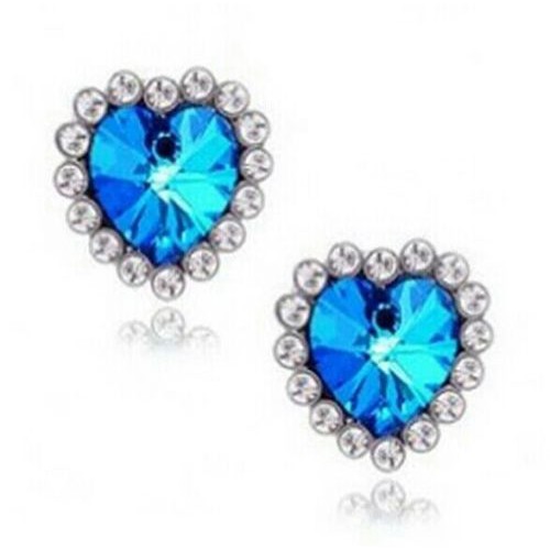 #1223 Marine Woman Fashion Rhinestone Earrings Titanic Heart