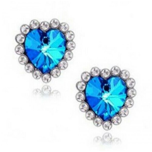 #1223 Marine Woman Fashion Rhinestone Earrings Titanic Heart