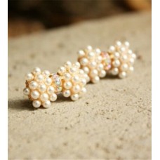 #1231 Women's Fashion White Pearl Bow Pearl Stud Earrings