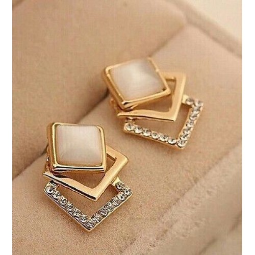 #1234 New Style Korean Temperament OL Fashion Sparking Rhinestone Square Earring