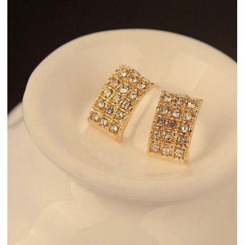 #1238 Retro gem imitation  square imitation pearl earrings
