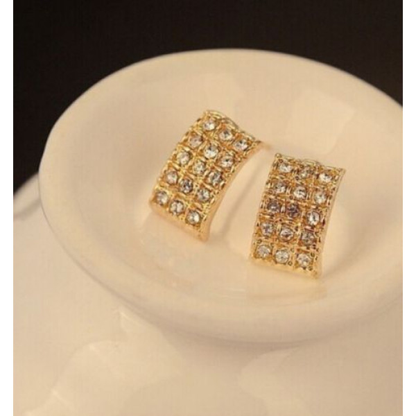 #1238 Retro gem imitation  square imitation pearl earrings