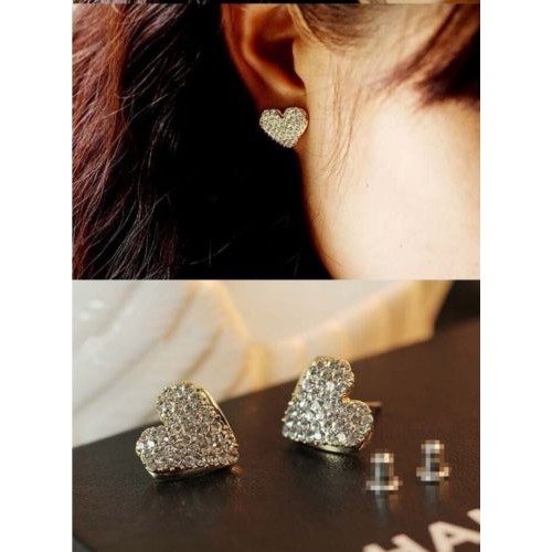 #1240 Rhinestone Crystal Imitation Heart Stud Earrings
