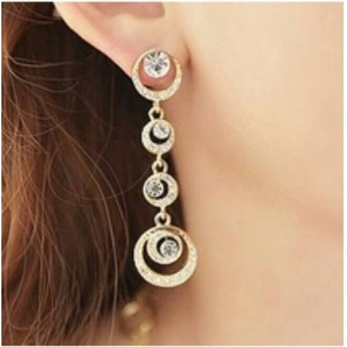 #1245 Silver Oriental beauty bridal Korean jewelry full circle earrings