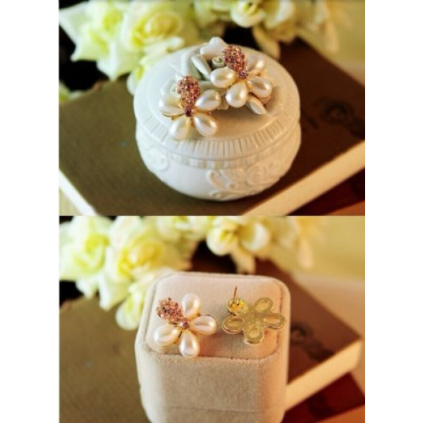 #1248 New elegant  jewelry imitation  with simulate pearl flower earrings