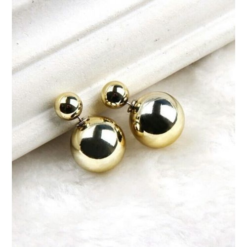 #1250  Fashion Trendy Double Sides Pearl Earring Two Ball Stud Earrings