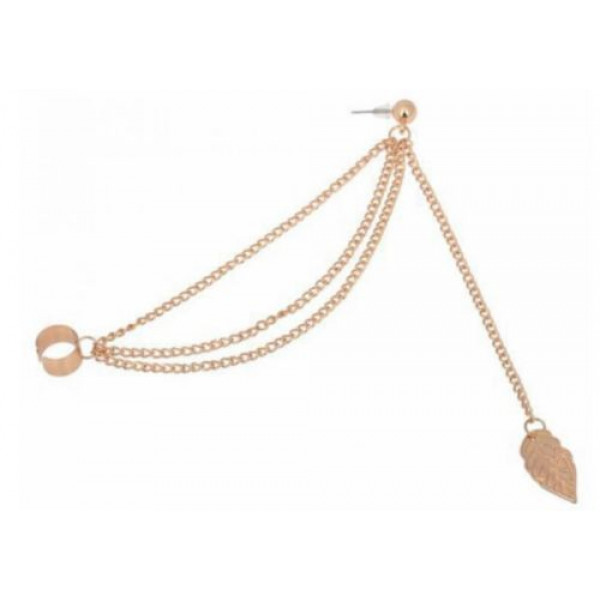 #1259 1piece Gold Punk Rock Style Woman Young Gift Leaf Chain Tassel Earrings #1259 1piece Gold Punk Rock Style Woman Young Gift Leaf Chain Tassel Earrings