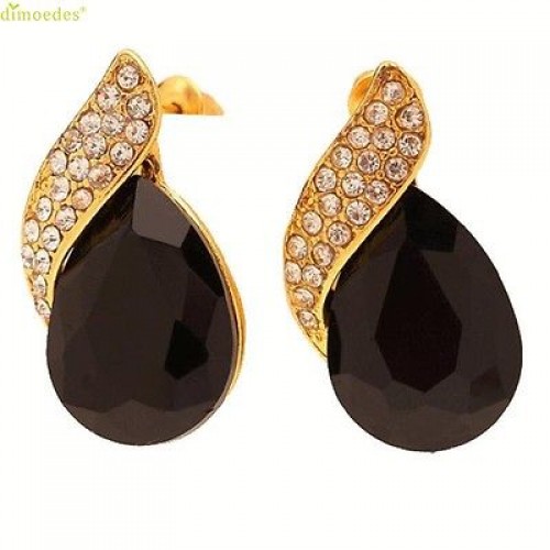 #1262 Fashion Jewelry Chic Crystal Black Stud Earrings For Women