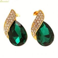 #1263 Fashion Jewelry Chic Crystal Green Stud Earrings For Women