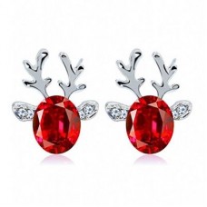 #1266 HOT Crystal Earrings Three-dimensional Reindeer Antlers Earrings