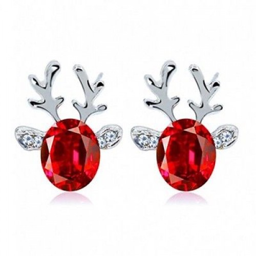 #1266 HOT Crystal Earrings Three-dimensional Reindeer Antlers Earrings