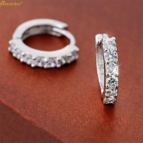 #1267 Sterling Silver Rhinestones Hoop Stud Earrings for Women