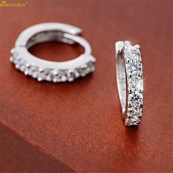#1267 Sterling Silver Rhinestones Hoop Stud Earrings for Women #1267 Sterling Silver Rhinestones Hoop Stud Earrings for Women