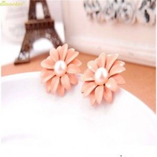 #1269 Women Lady Lovely Daisy Flower Pearl Stud Earrings Ornament Decoration