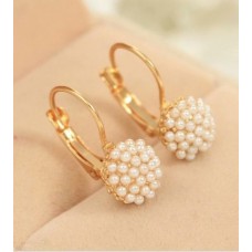 #1271 New Fashion Hot Lovely Ear Cuff Gold Color Round Imitation Pearl Earrings