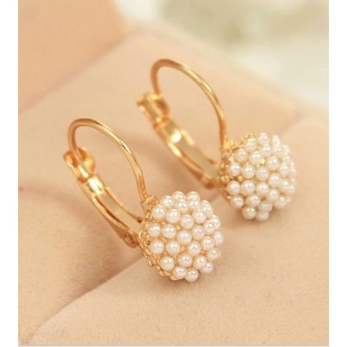 #1271 New Fashion Hot Lovely Ear Cuff Gold Color Round Imitation Pearl Earrings