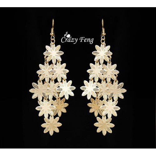#1278 Rose Gold Colour Earrings Snowflake Women Party DIY Jewellery Dangles