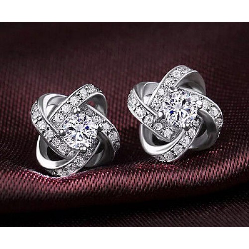 #1279 new charm Silver Color Alloy Jewelry wholesale AAA Crystal Stud Earrings