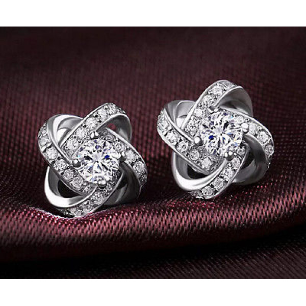 #1279 new charm Silver Color Alloy Jewelry wholesale AAA Crystal Stud Earrings