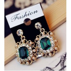 #1285 Green Charm Fashion Pearls Dangle Drop Earring