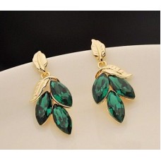 #1288  European fashion jewelry noble super flash green leaf imitation gemstone