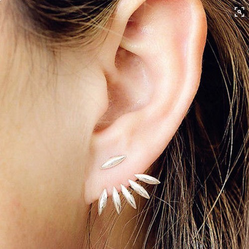 #1291 Gold Personality design of light front and front ear type earrings