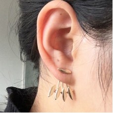 #1292 Silver Personality design of light front and front ear type earrings