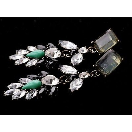 #1299 Contrast Color Imitation Gemstone Earrings