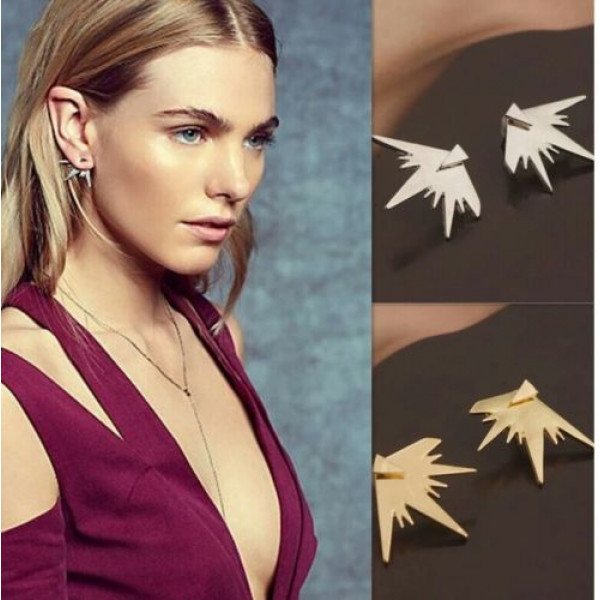#1307 Personality Design Lightning Silver Art Triangle Geometric Earrings #1307 Personality Design Lightning Silver Art Triangle Geometric Earrings
