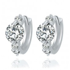 #1309 New Charm Brincos Round Crystal Gold  Silver Earrings Heart Zircon Earring