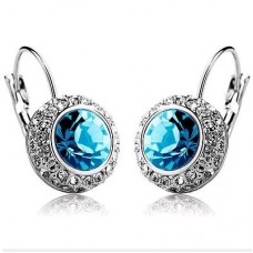 #1310 Round shell Earring brincos Stud Gold With Austrian Full Crystal Earrings