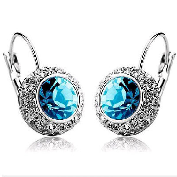 #1310 Round shell Earring brincos Stud Gold With Austrian Full Crystal Earrings
