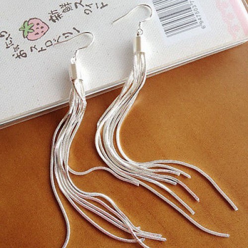 #1312   Vintage long earnings 925 sterling silver tassel earnings