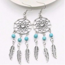 #1318   Vintage silver plated Dream catcher earring gift for women girl