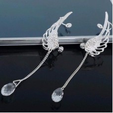 #1319   1PC Silver Plated Angel Wing Crystal Earrings Drop Dangle Ear Stud