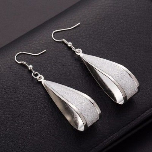 #1323   Silver Crystal Scrub Drop Hook Earrings Long earring Pendents For Women