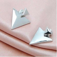 #1325   Silver Women Triangle Earrings Punk Jewelry Stud Earrings
