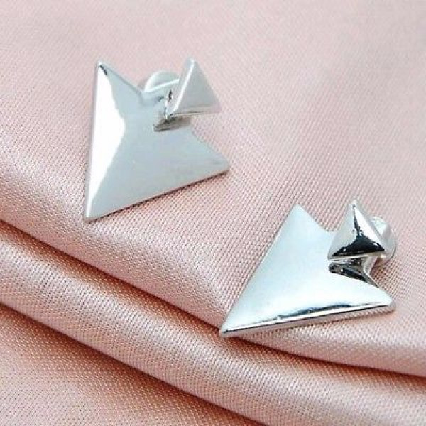 #1325 Silver Women Triangle Earrings Punk Jewelry Stud Earrings #1325 Silver Women Triangle Earrings Punk Jewelry Stud Earrings