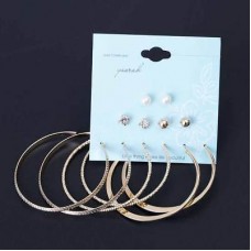 #1329   6 Pairs/Set Gold Punk Crystal Stud Earrings For Women Men Vintage boh
