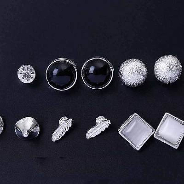#1331 6Pcs/Set New Fashion Silver Color Ball Crystal Stud Earrings For Women #1331 6Pcs/Set New Fashion Silver Color Ball Crystal Stud Earrings For Women