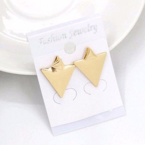 #1332 Gold Women Triangle Earrings Punk Jewellery Stud Earrings
