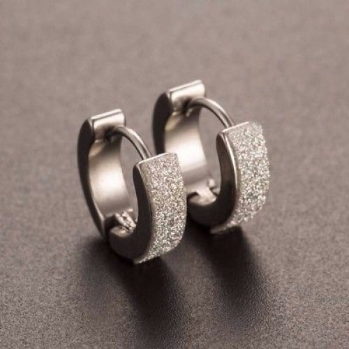 #1333 1 Pair Cool Women's Stainless Steel Hoop Piercing Round crystal Earring