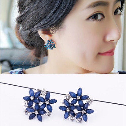 #1342 Blue color flower earrings crystal earrings for women jewellery