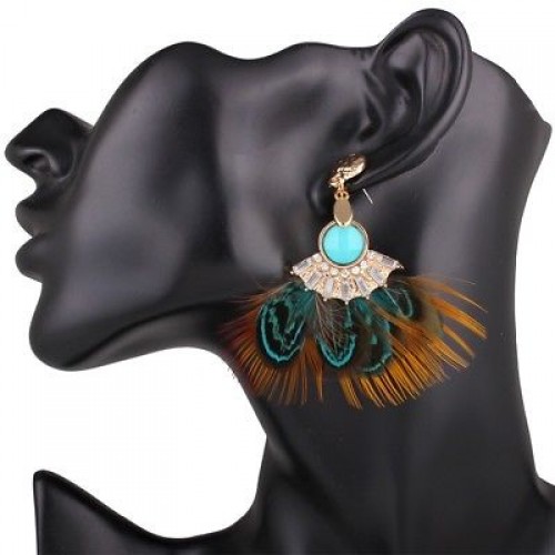 #1352 Long Tassel Earrings Fashion Bohemian Feather Big Dangle Statement Earring