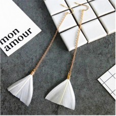 #1356 Simple Triangle Silver color feather earrings sell by one piece