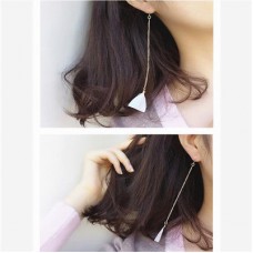 #1357 Simple Triangle Pink color feather earrings sell by one piece