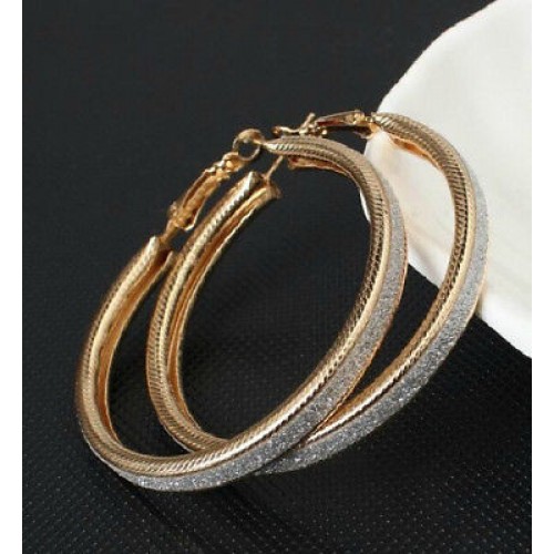 #1360 Gold European and American nightclubs frosted large ring earrings