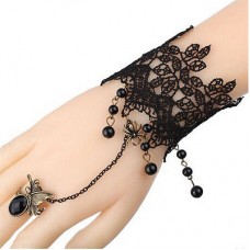 #3070 Vintage Lace Wristband Bracelet Finger Ring Butterfly Bracelet