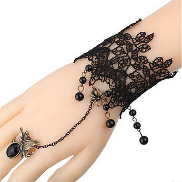 #3070 Vintage Lace Wristband Bracelet Finger Ring Butterfly Bracelet #3070 Vintage Lace Wristband Bracelet Finger Ring Butterfly Bracelet